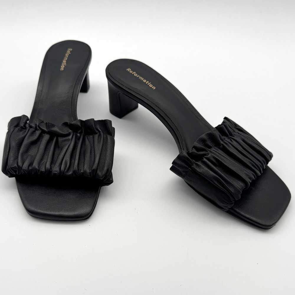 Reformation Black Ruffled Mules - Picture 5 of 10